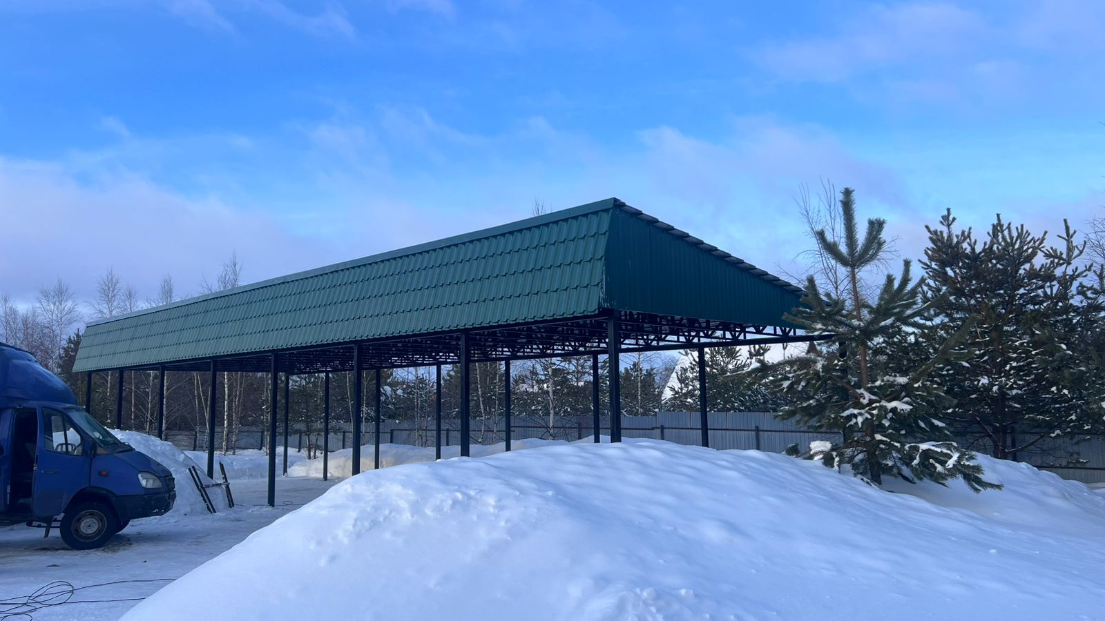 Односкатный металлический навес